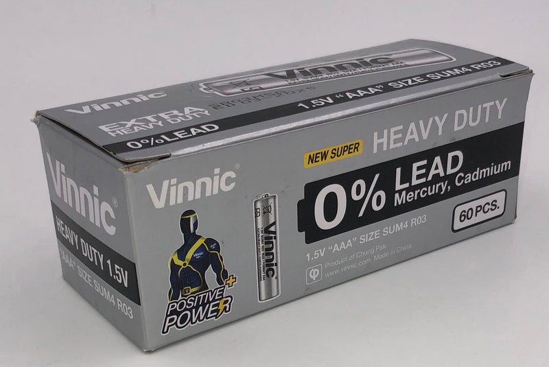 Vinnic & Player Batteries Vinnic Extra Heavy Duty AAA Batteries - 2 Pc./ Shrink Pk. - 60 Pcs. Box