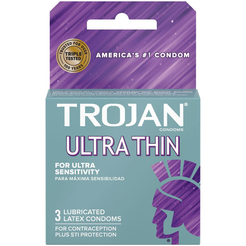 Paradise Marketing Trojan Sensitivity Ultra Thin Lubricated Condoms - 3 Pack