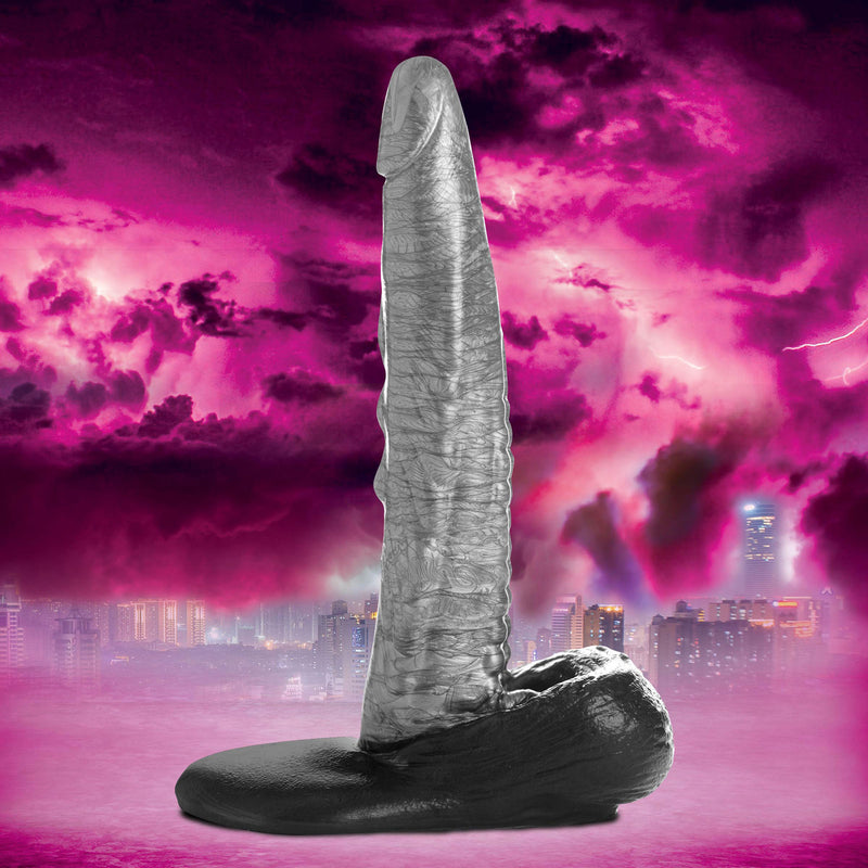 XR Brands The Gargoyle Rock Hard Silicone Dildo - Silver