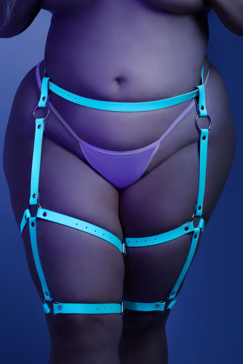 Fantasy Lingerie Leg Harness - One Size - Light Blue