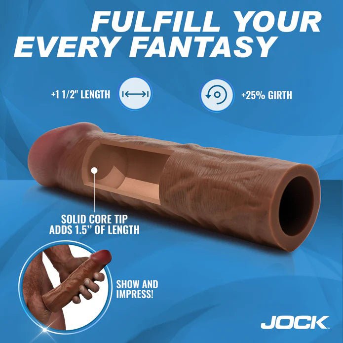 Curve Toys Jock 1.5" Silicone Penis Extension Sleeve - Dark