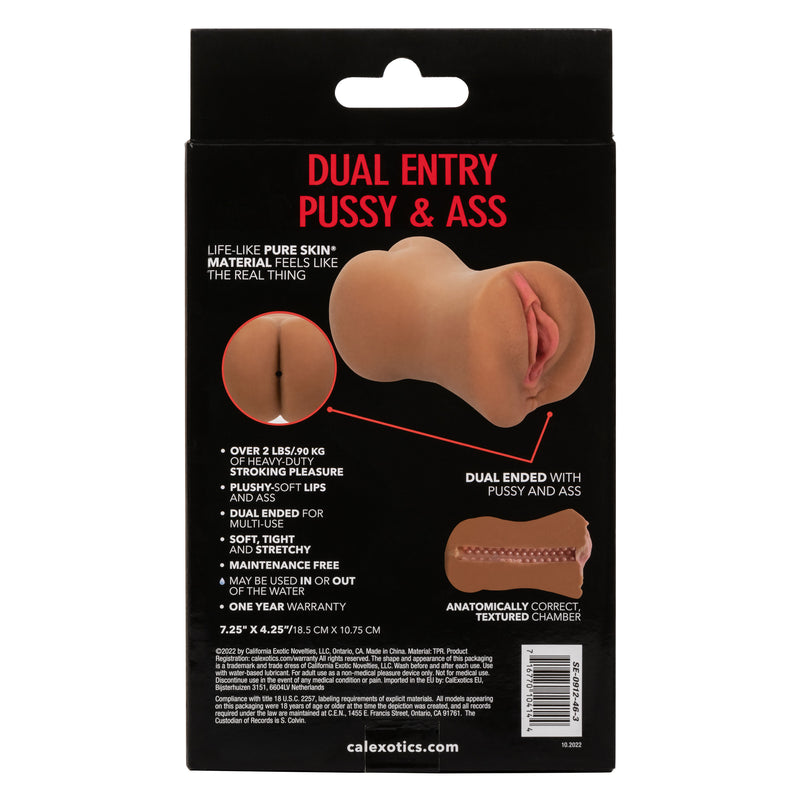 CalExotics Stroke It Dual Entry Pussy and Ass - Brown - Stroker Masturbator - Realistic Pocket Pussy