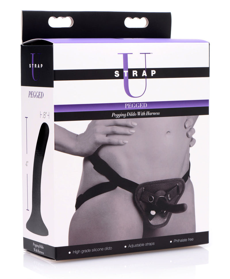 XR Brands Pegged - Pegging Dildo With Harness - Black