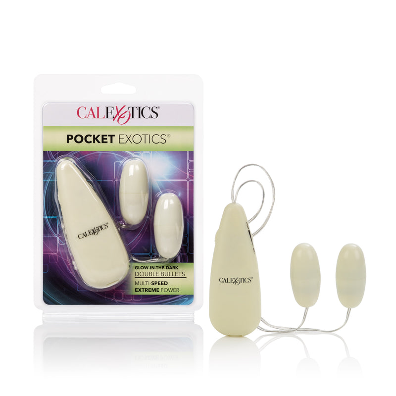 CalExotics Glow-in-the-Dark Pocket Exotics Vibrating Glowing Double Bullets