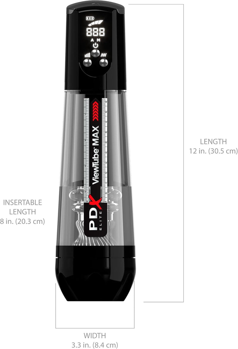 Pipedream PDX Elite ViewTube Max View - Black - Automatic Stroker Masturbator - Canister Masturbation Cup
