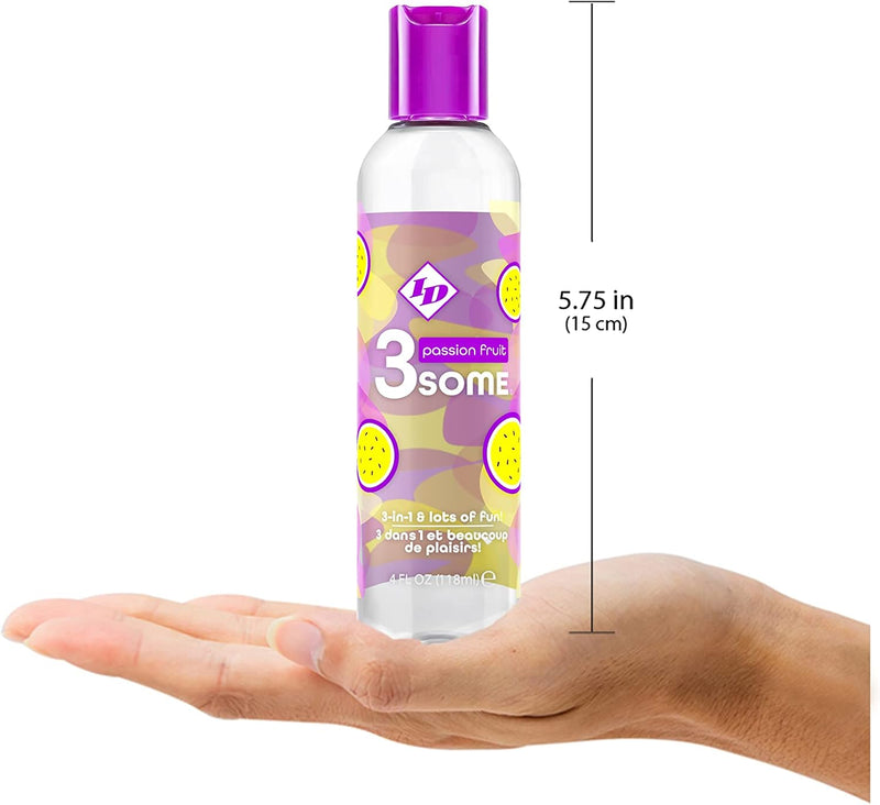 I.D. Lubricants 3some 3-in-1 Lubricant - Passion Fruit - 4 Fl. Oz.
