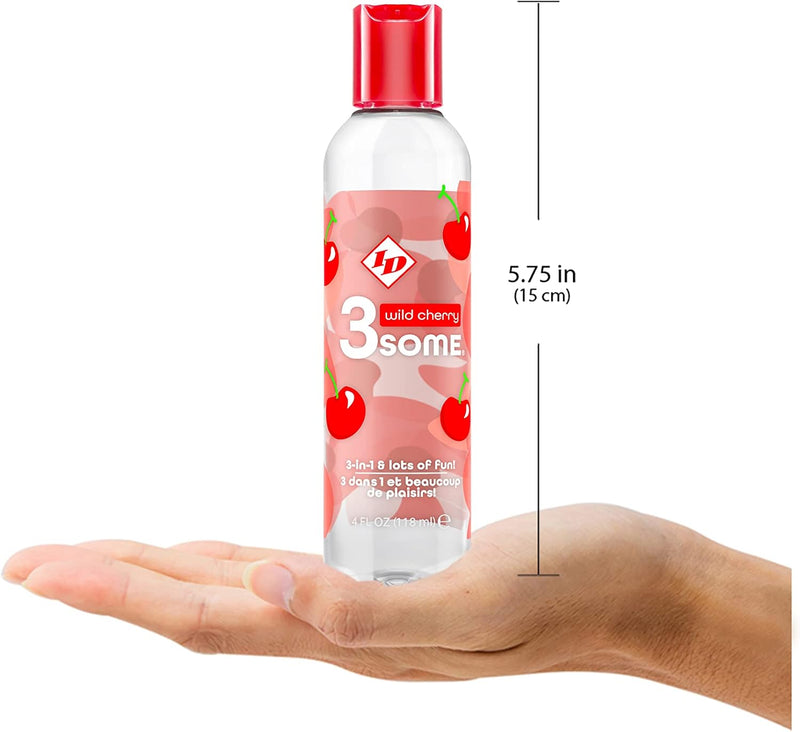 I.D. Lubricants 3some 3-in-1 Lubricant - Wild Cherry - 4 Fl. Oz.
