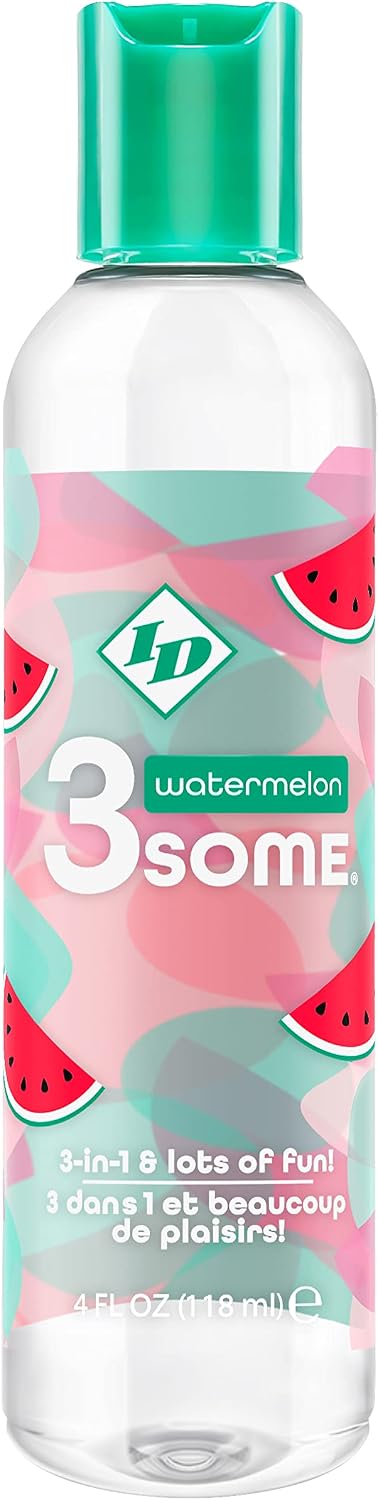 I.D. Lubricants 3some 3-in-1 Lubricant - Watermelon - 4 Fl. Oz.