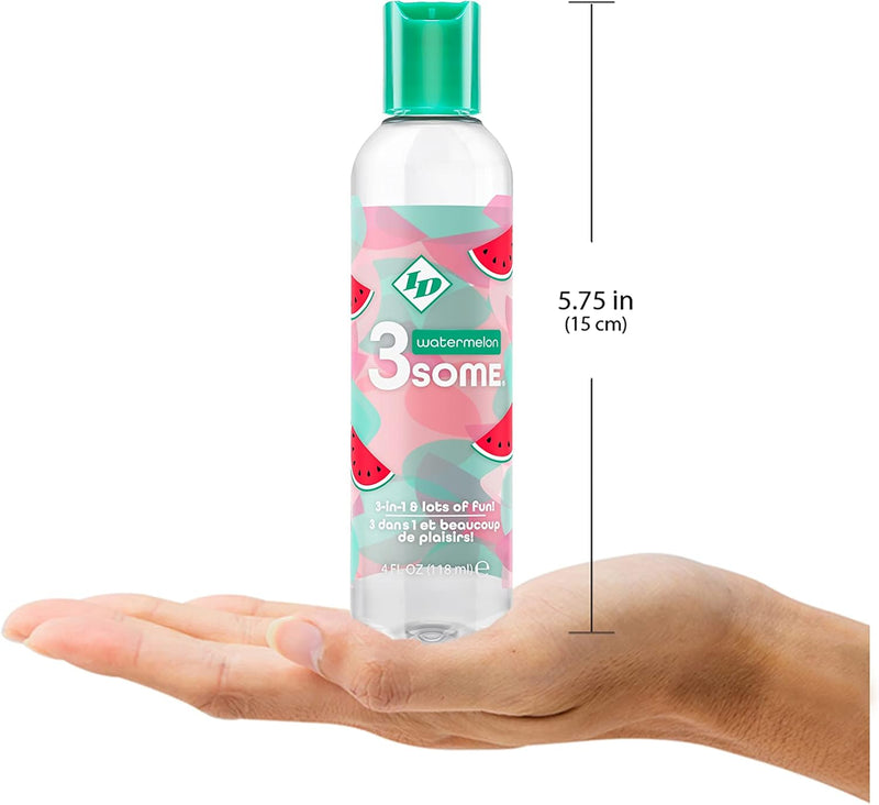 I.D. Lubricants 3some 3-in-1 Lubricant - Watermelon - 4 Fl. Oz.