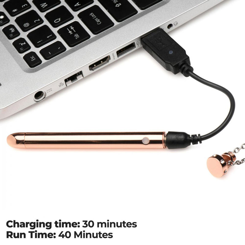 XR Brands 7x Vibrating Necklace - Rose Gold