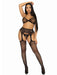 "3 Pc Rhinestone Bra Top, G-String, and Garter Belt Stockings - One Size - Black LA-81656BLKOS"