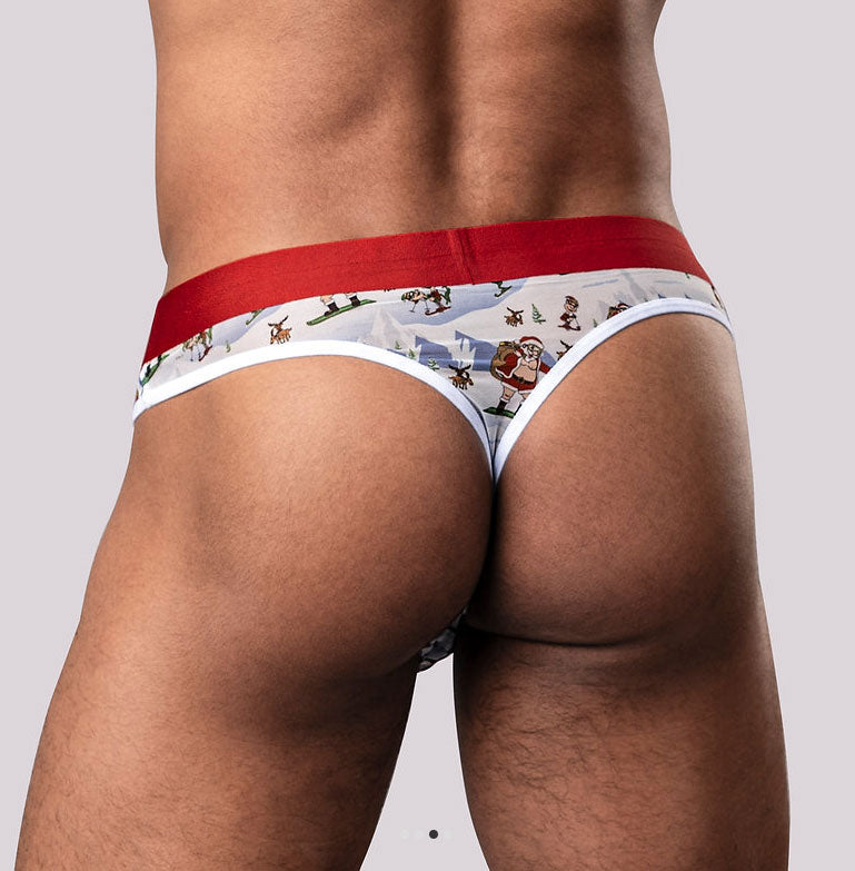 Male Power Christmas Thong Sheer Thong - Large/xl