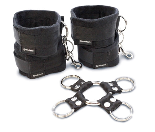 Sportsheets 5 Piece Hog Tie and Cuff Set - Black