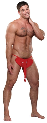 Male Power Squeaker Elephant G-String - One Size - Red