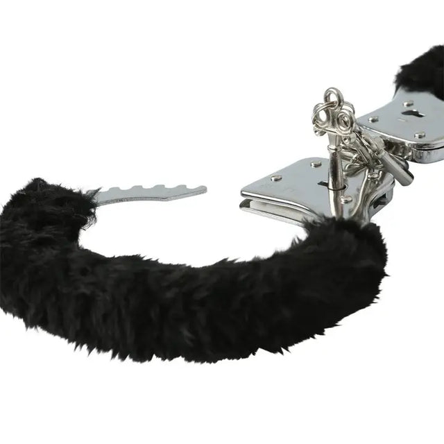 Sportsheets Sex and Mischief Furry Handcuffs - Black