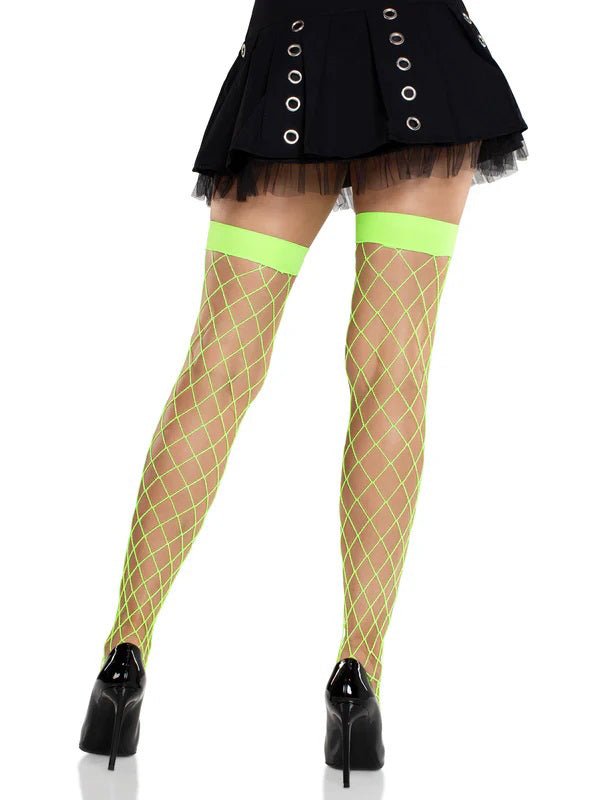 Leg Avenue Ida Net Thigh High Stockings O/s - Neon Green