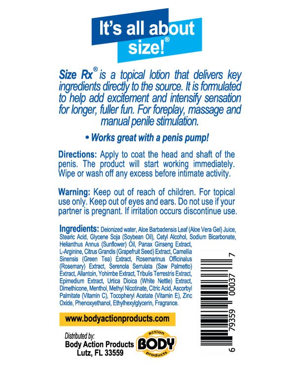 Body Action Size Rx 4.5 Oz Tube