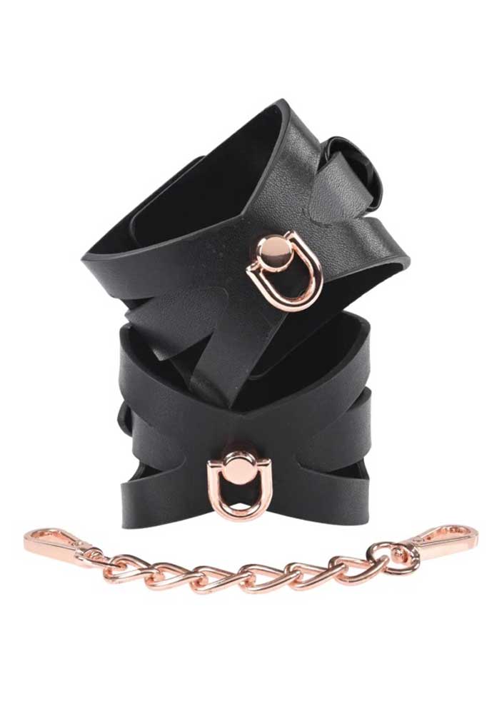 Sportsheets Brat Handcuffs - Black / Rose Gold