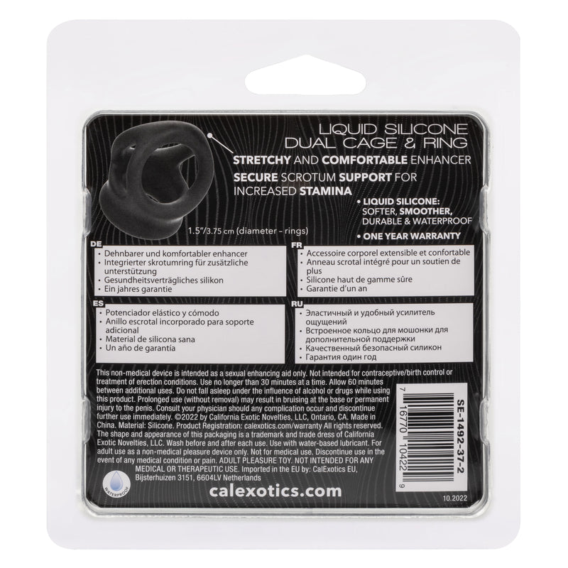 CalExotics Alpha Liquid Silicone Dual Cage and Ring - Black Ring - Black
