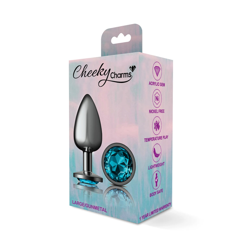 Viben Teal Round Gem Gunmetal Metal Plug - Lg