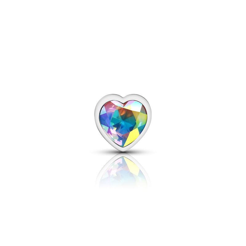 Viben Clear Iridescent Heart Gem Silver Metal Plug - Sm