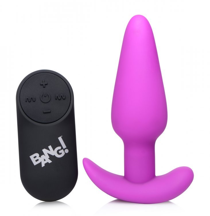 XR Brands 21x Silicone Butt Plug With Remote - Purple