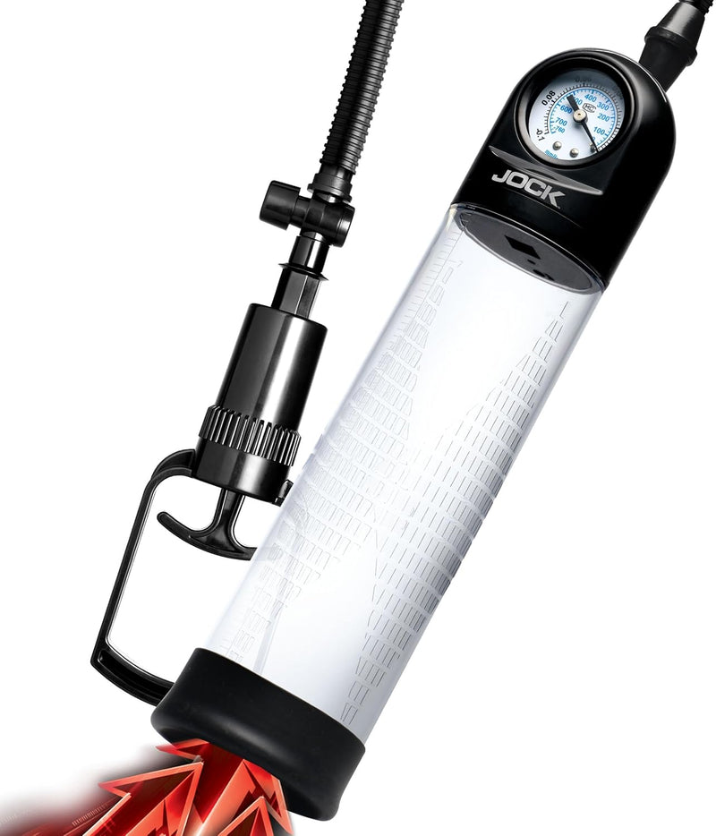 Curve Toys Pump Up Gauge Penis Pump With Pull Rod - Clear