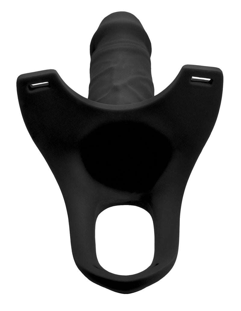 XR Brands Hollow Silicone Dildo Strap-on - Black