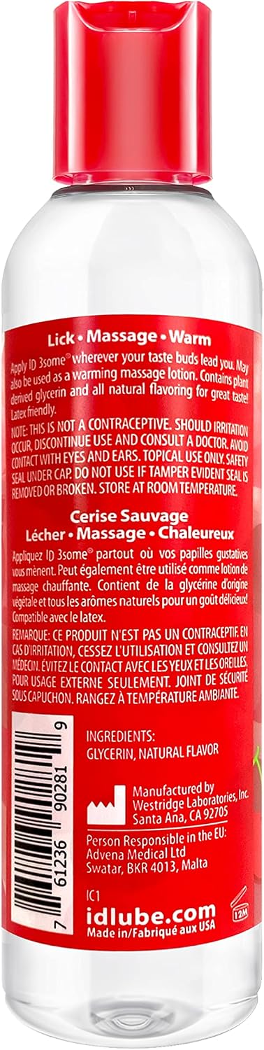 I.D. Lubricants 3some 3-in-1 Lubricant - Wild Cherry - 4 Fl. Oz.
