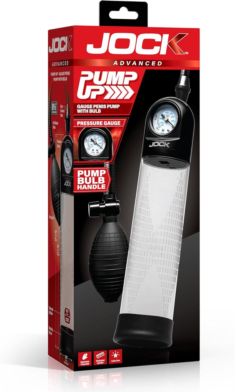 Curve Toys Pump Up Gauge Penis Pump With Bulb - Clear