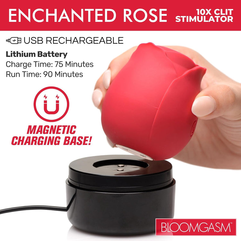XR Brands Inmi - Bloomgasm Wild Rose Silicone Suction Stimulator - Red