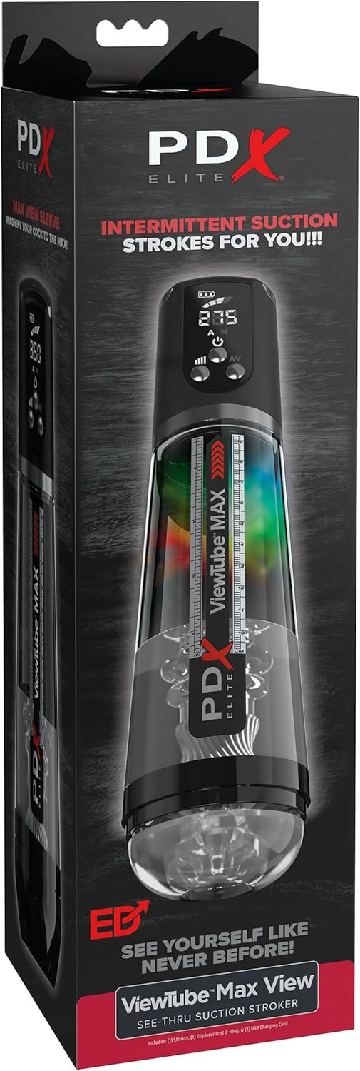 Pipedream PDX Elite ViewTube Max View - Black - Automatic Stroker Masturbator - Canister Masturbation Cup