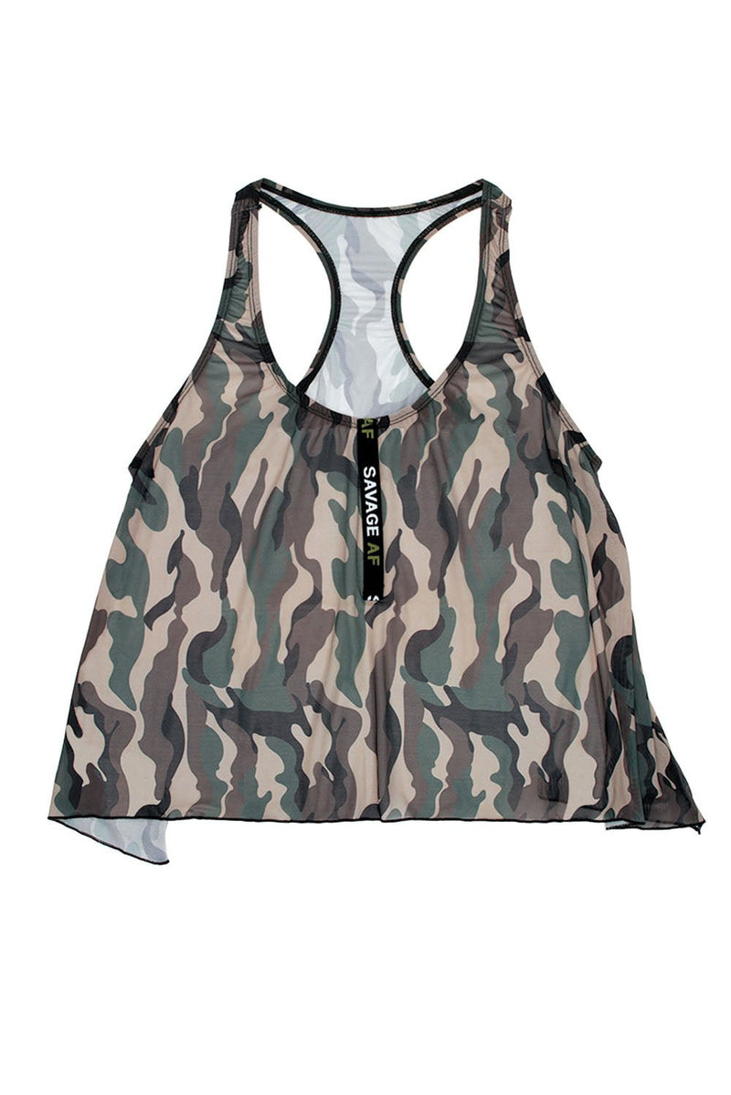 Fantasy Lingerie Savage Af Swing Top - Forest Camo - S/m