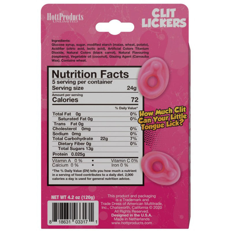 Hott Products Clit Lickers Gummies Raspberry Flavors 4.2oz