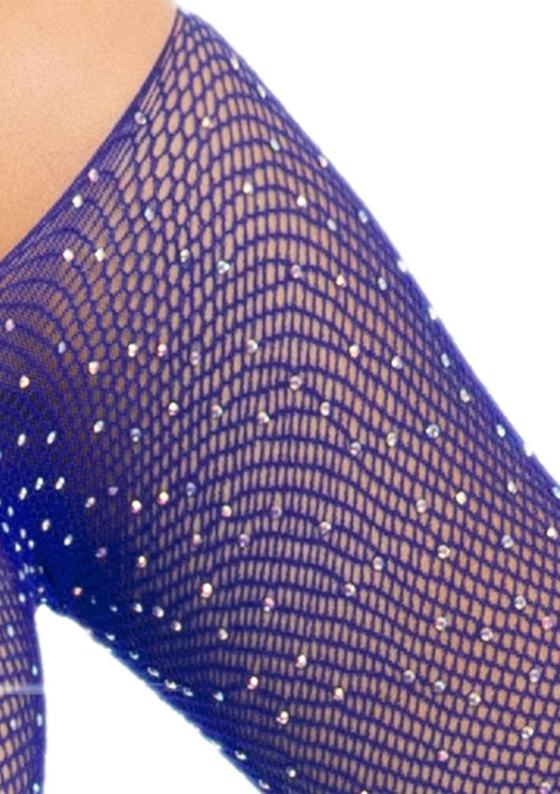 Leg Avenue Rhinestone Snap Crotch Bodysuit - One Size - Royal Blue