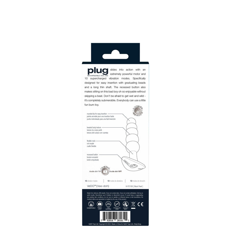 VeDO Plug Rechargeable Anal Vibe - Black Pearl