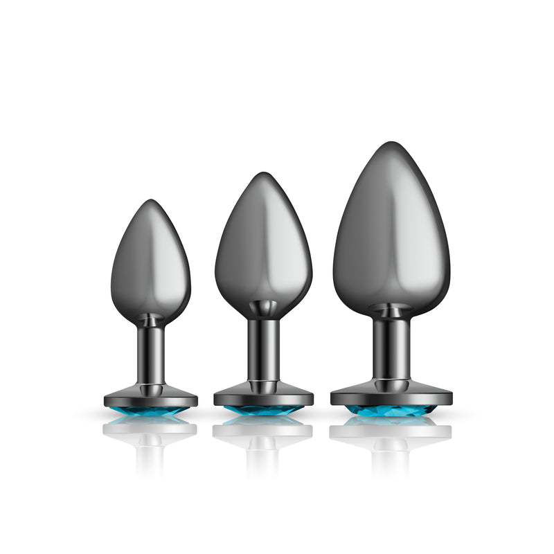 Viben Teal Round Gem Anal Trainer Kit - Gunmetal
