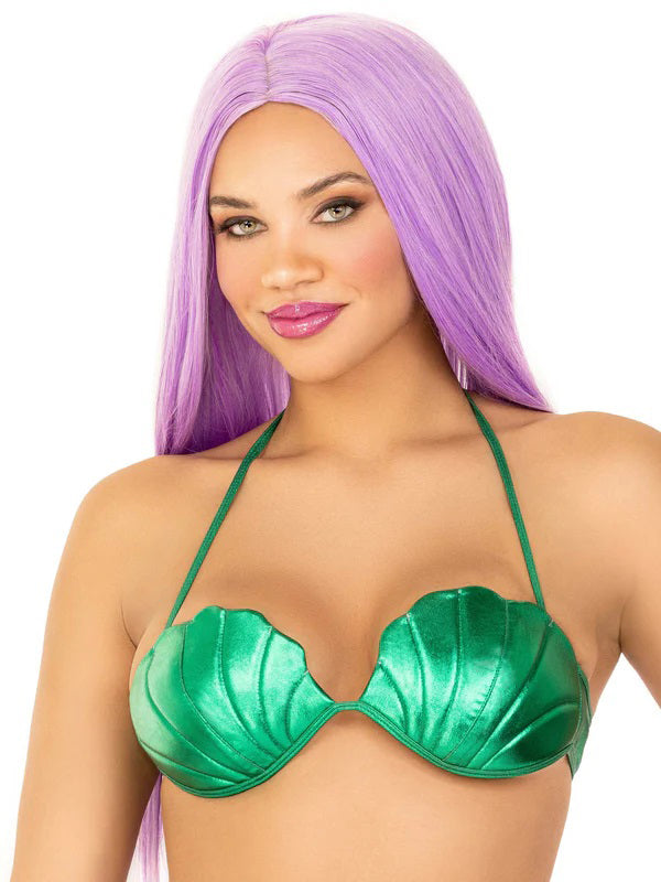 Leg Avenue Mermaid Shell Bra Top - Large - Green