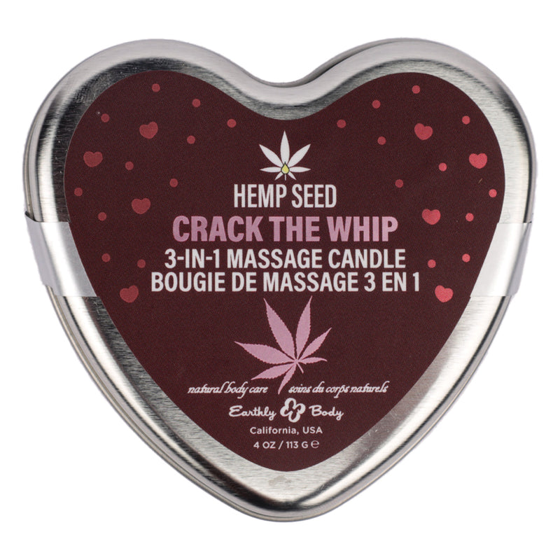 Earthly Body Hemp Seed 3 in 1 Massage Candle Crack the Whip 4.7oz