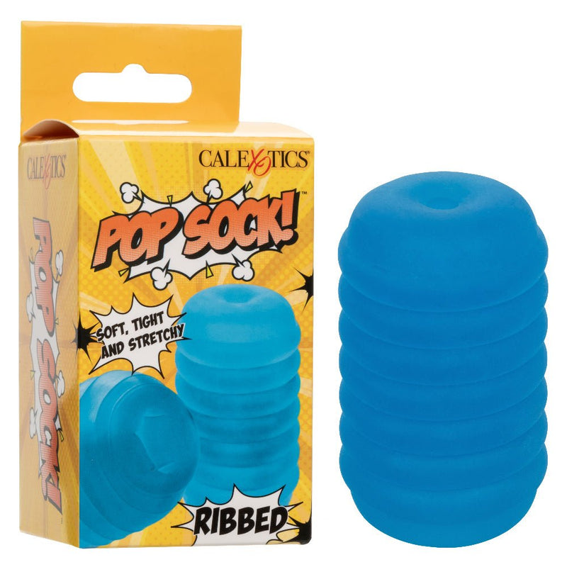 CalExotics Pop Sock Ribbed - Blue - Stroker Masturbator - Mini Stroker