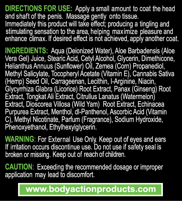 Body Action Hempleasure for Men .5 Oz 6 Bottle Display