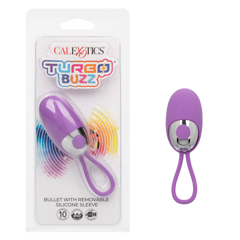CalExotics Turbo Buzz Bullet With Removable Silicone Sleeve - Purple