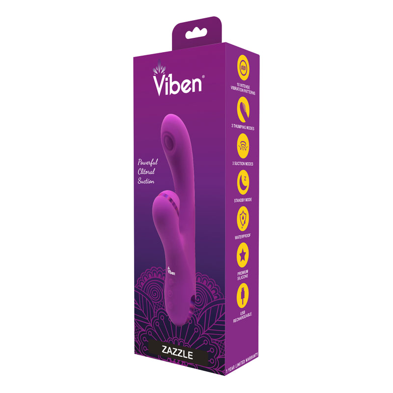 Viben Zazzle Clitoral Suction/thumping Rabbit - Berry