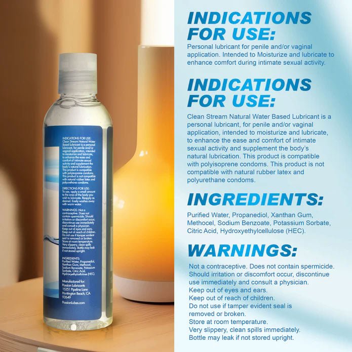 XR Brands Natural Water Based Anal Lubricant 8 Oz
