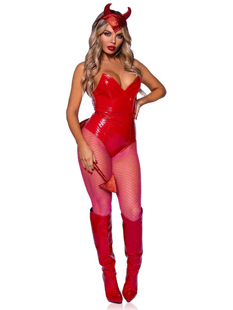 Leg Avenue Devil Horns Headband and Tail Set - Red