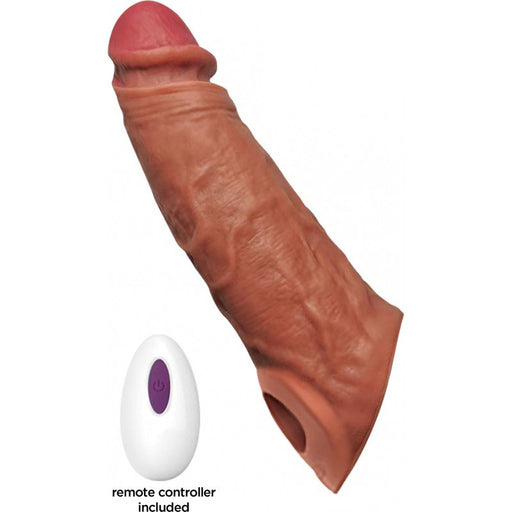 "Thick Dick Vibrating Sleeve with Remote Control - Vanilla HTP3761"