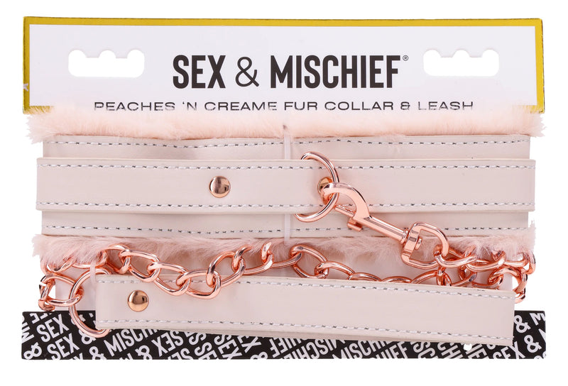 Sportsheets Peaches N Creame Fur Collar and Leash - Pink