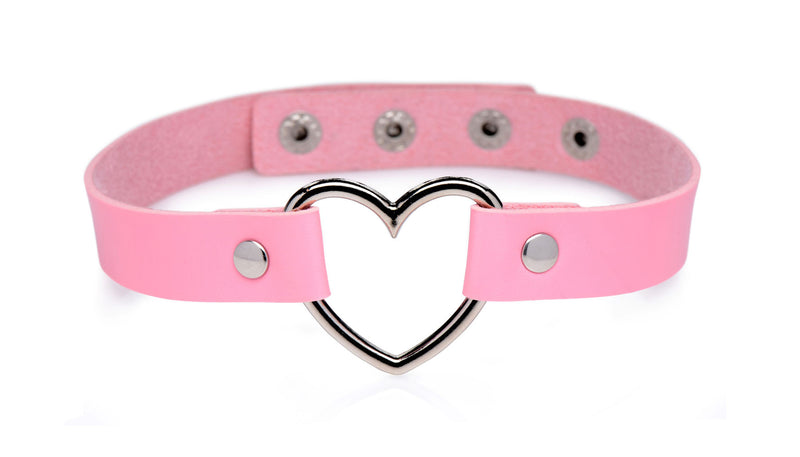 XR Brands Dark Heart Chrome Heart Choker - Pink