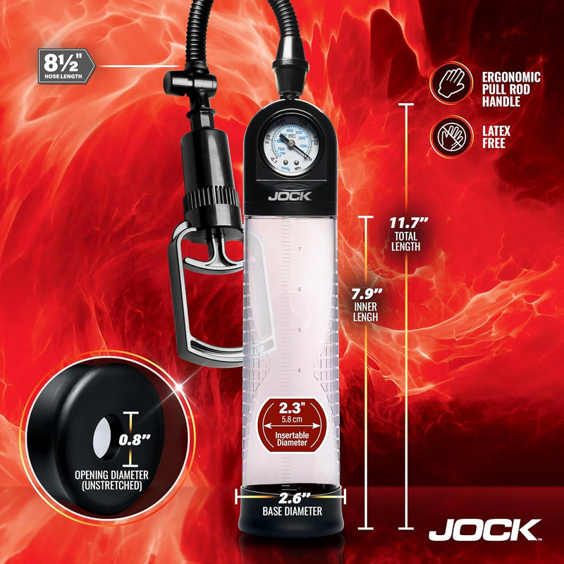 Curve Toys Pump Up Gauge Penis Pump With Pull Rod - Clear