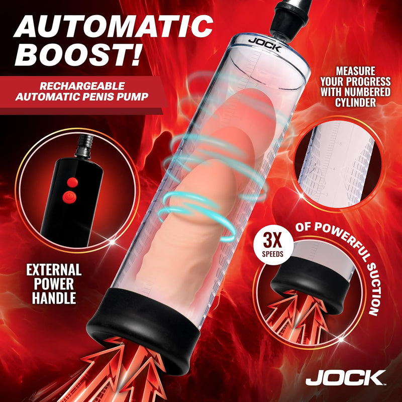 Curve Toys Power Up Rechargeable Automatic Penis Pump - Clear